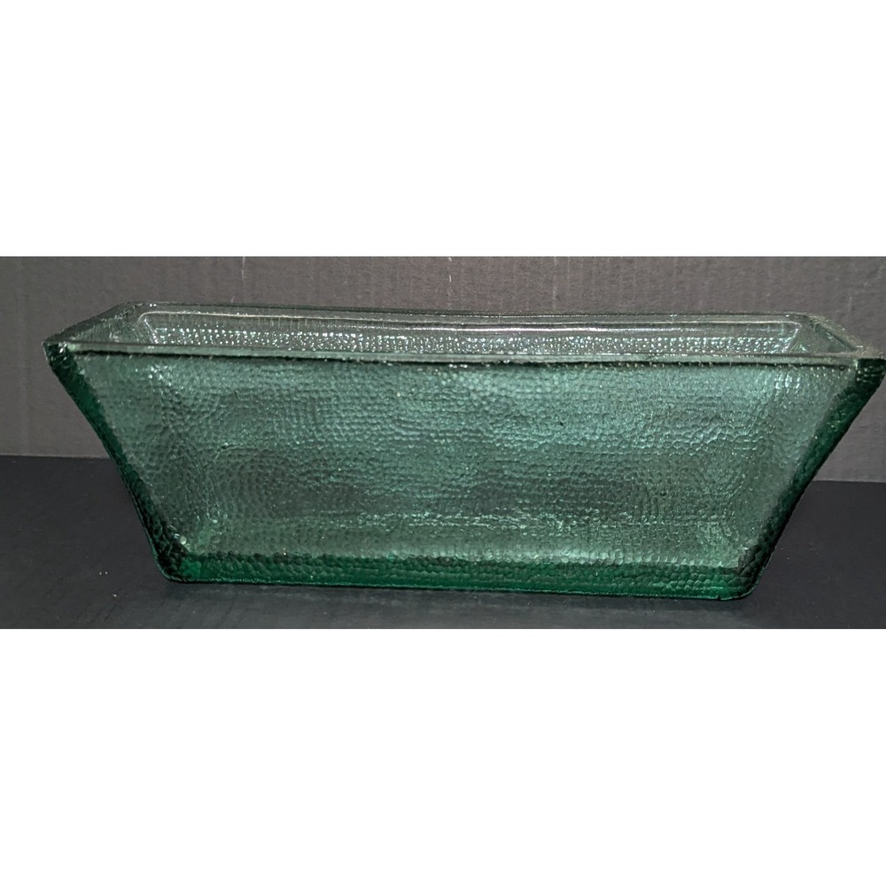 Mid Century Modern‎ Pebbled Green Glass Window Box 11.75" x 4" Heavy